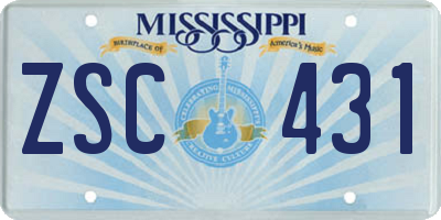 MS license plate ZSC431