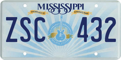 MS license plate ZSC432