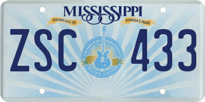 MS license plate ZSC433