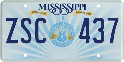 MS license plate ZSC437