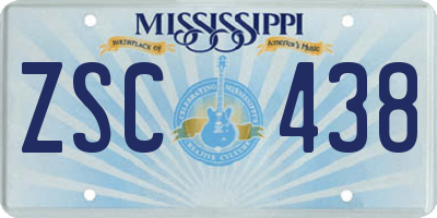 MS license plate ZSC438