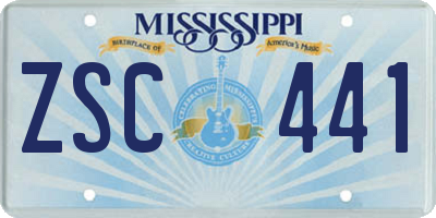 MS license plate ZSC441