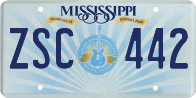 MS license plate ZSC442