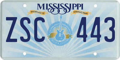 MS license plate ZSC443