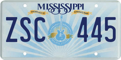 MS license plate ZSC445