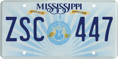 MS license plate ZSC447