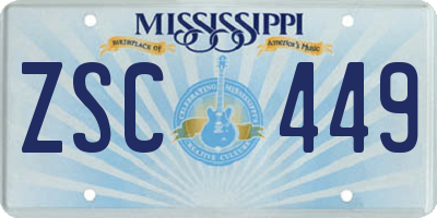 MS license plate ZSC449