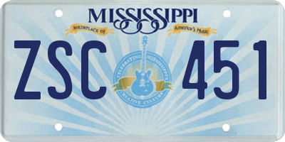 MS license plate ZSC451