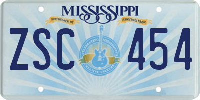 MS license plate ZSC454