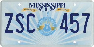 MS license plate ZSC457