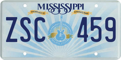 MS license plate ZSC459