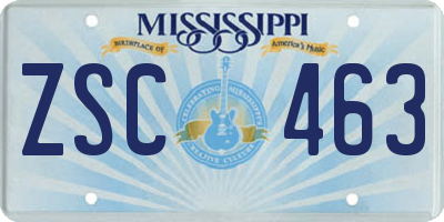 MS license plate ZSC463
