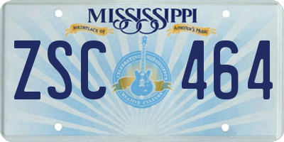 MS license plate ZSC464