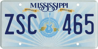 MS license plate ZSC465