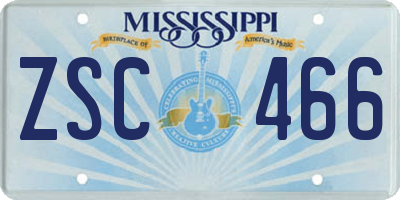 MS license plate ZSC466