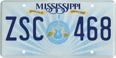 MS license plate ZSC468