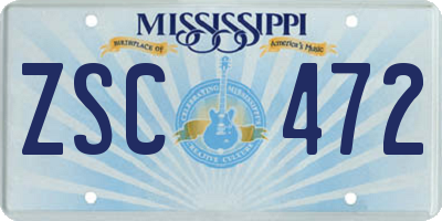 MS license plate ZSC472