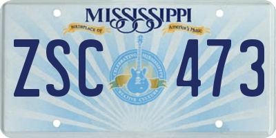 MS license plate ZSC473