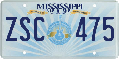 MS license plate ZSC475