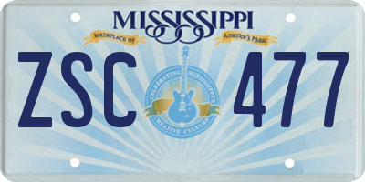 MS license plate ZSC477