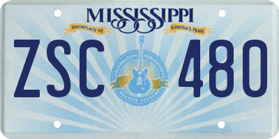 MS license plate ZSC480