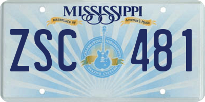 MS license plate ZSC481