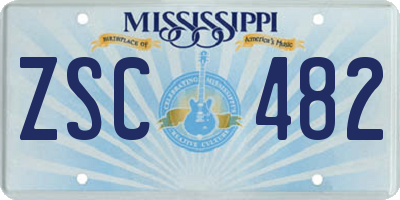 MS license plate ZSC482