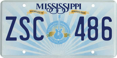 MS license plate ZSC486