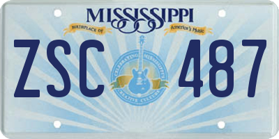 MS license plate ZSC487