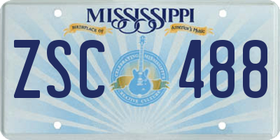 MS license plate ZSC488