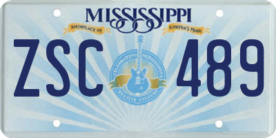 MS license plate ZSC489