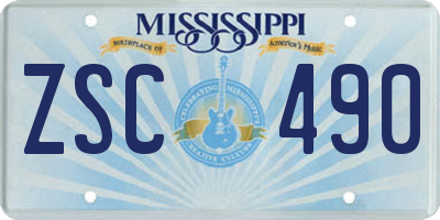MS license plate ZSC490