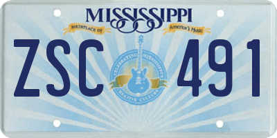 MS license plate ZSC491
