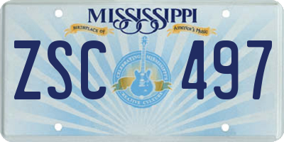 MS license plate ZSC497