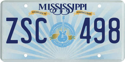 MS license plate ZSC498