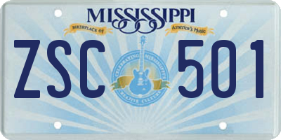 MS license plate ZSC501