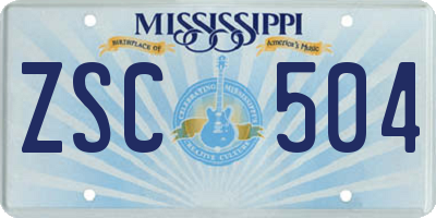 MS license plate ZSC504