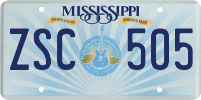 MS license plate ZSC505