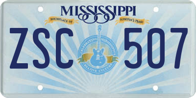 MS license plate ZSC507