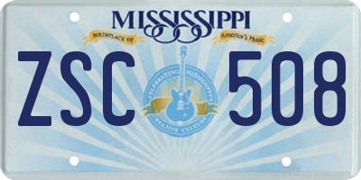 MS license plate ZSC508