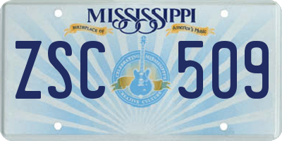 MS license plate ZSC509