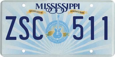 MS license plate ZSC511