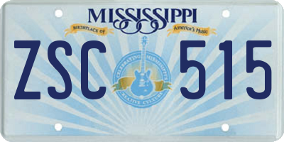 MS license plate ZSC515