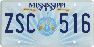 MS license plate ZSC516