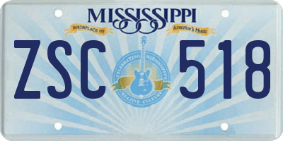 MS license plate ZSC518