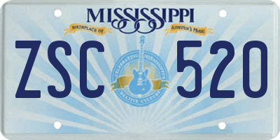 MS license plate ZSC520