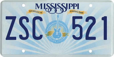 MS license plate ZSC521