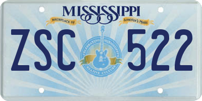 MS license plate ZSC522