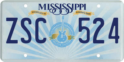 MS license plate ZSC524