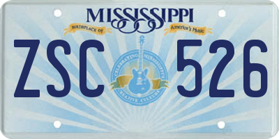 MS license plate ZSC526